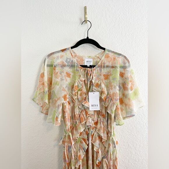 Misa Los Angeles Alana Dress in floral chiffon ruffle. NWT. XS - Picture 6 of 14